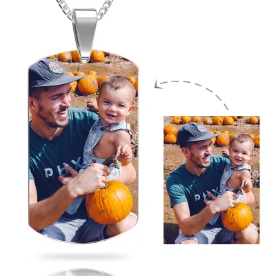 Custom Stainless Steel Picture Dog Tag Colorful Photo Necklace
