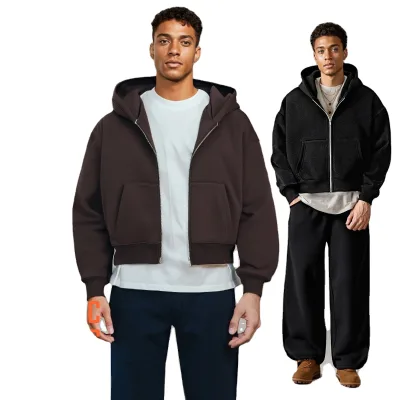 YCAN Menswear Winter New Heavyweight 360g Polyester/Cotton Zipper Rhinestone Hoodie Pants Set High Quality Loose-Fit Streetwear