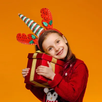 Classic Elastic Reindeer Antler Santa Hair Hoop Band Christmas Red Headbands for Women and Girls Party Accessories Decorations