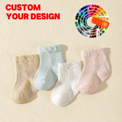Wholesale OEM Unisex Summer Mesh Socks Cross-Border Exclusive Casual Thin Breathable Knitted Short Crew Style Baby Socks