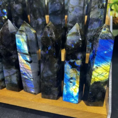 Wholesale Natural Labradorite Point Wand Crystal Towers for Healing