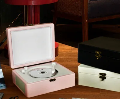 Wholesale Retro Style CD Boombox Portable Leather Case BT Stereo Sound System for Living Room Decoration