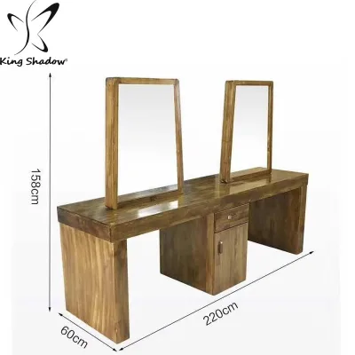 Double Seats Wooden Material Double Seats Hairdressing Mirror Table Classical Mirror Station