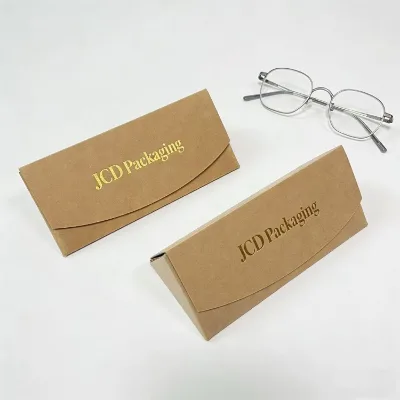Foldable Kraft Paper Sunglasses Case | Eco-Friendly Flat Pack Eyeglass Box with Custom Logo | Recyclable Packaging for Glasses