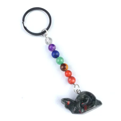 DIY Native Crystal Beads Craft No Worry Stones Gem African Blood Stone Snail Keychain Ornament