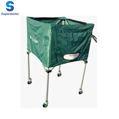 Foldable Steel Frame Ball Cart with 4 Wheels Sports Accessories for Basketball Football Soccer