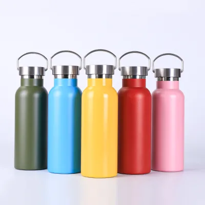Wholesale Double Wall Vacuum Flask Stainless Steel Metal Carry Grip Screw Travel Outdoor Bottle Custom Brand Printing Available