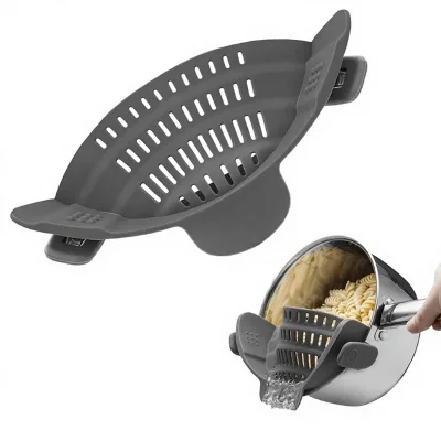 Durable Heat Resistant Foldable Dishwasher Safe Colander Filter Clip Pan Pots& Bowls Flexible Practical Kitchenware Strainer