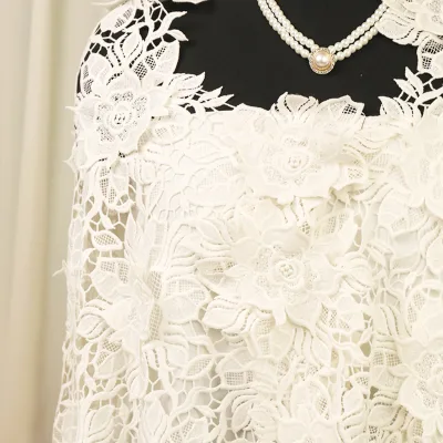 2024 Latest Nigerian 3D High Quality French Lace Stiff Nylon Net Fabric Luhai F2113 Customizable Color & Size Garment Accessory