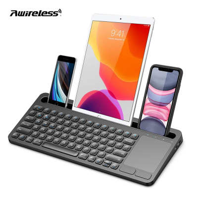 Ergonomic Rechargeable Multi-Device Wireless bluetooth Keyboard with Touchpad Wireless Keyboard for Phone Tab