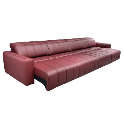 European Luxury Hotel Sofas High Quality Genuine Leather Wood Electric Extendable Three Seat Living Room Villa Modern Design