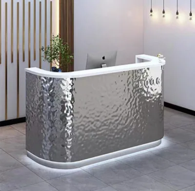 Economical Practical Fiberglass Reception Desk with Eco-Friendly Design for Small Office Hotel & School Daily Use