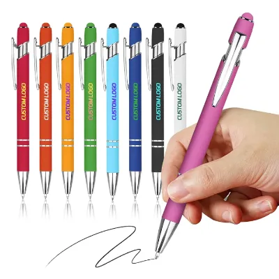 Custom 2-in-1 Retractable Ballpoint Pen with Stylus Tip Metal Stylus Pen for Touch Screens for Promotional Purposes