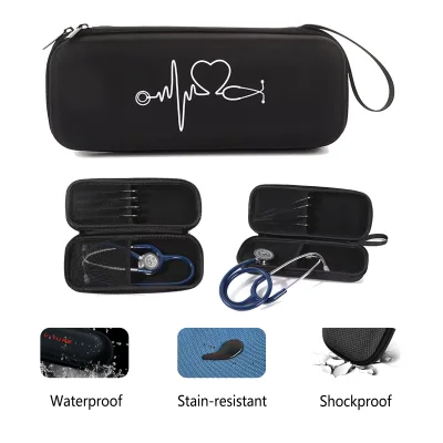 Custom Lightweight Simple Large Capacity Pu Leather Mesh Pocket Hard Stethoscope Case for Nurse Accessories Easy Carry Eva