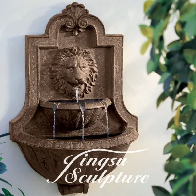 Garden Decoration Antique Design Custom Natural Yellow Stone lion Head Water Fountain