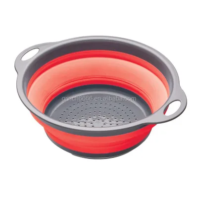 2026 Kitchen Foldable Silicone Strainer Collapsible Colanders Space-Saver Round Folding Strainers Colander