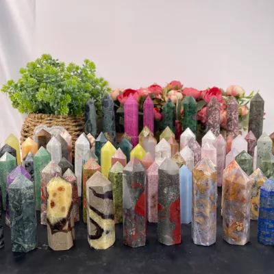 Mixed Crystal Point Natural Reiki Stone Lapis Lazuli Septarium Tower for Healing