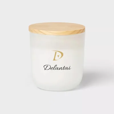 Luxurious Custom Color, Personalized Logo, Handcrafted Scented Wax Candle with Wooden Lid