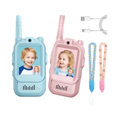 Creative Kids Video Walkie Talkie 2 Way 150-500m Range Cool Voice Effects Intercom WiFi 2.4G Unlimited Channels 3-12 Years Old's