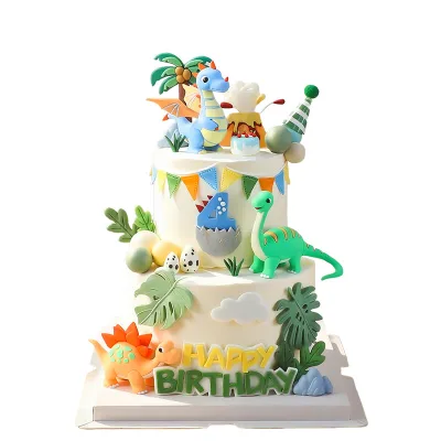 Wholesales Baking & Pastry Tools Soft Rubber Dinosaur Series Cake Topper Cupcake Decorating Set for Home Cake Topper Supplies