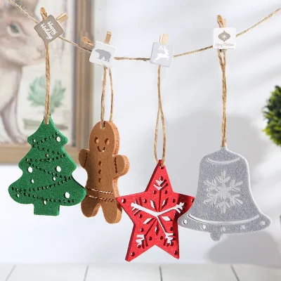 Wholesale Gingerbread Man Ornaments for Christmas Tree Non-Woven Fabrics Stars Ornaments for Christmas Tree Hanging Decorations
