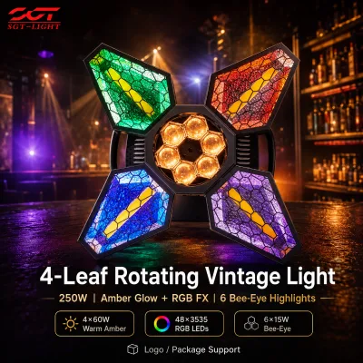 Creative Atmosphere Lamp 4 Leaf Retro Effect Light with Smooth Dimming High Speed Strobe Sound Active Control for Lounge Show