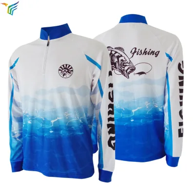 Custom Sublimation Logo Print Polyester Long Sleeve Fishing Shirts Fishing Jerseys Uv Shirts Fishing