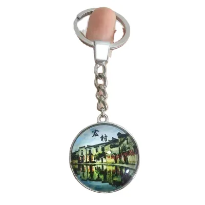 New Design Transparent Glass 3D Pendant Keychain Creative Souvenir Crystal Glass Keychain