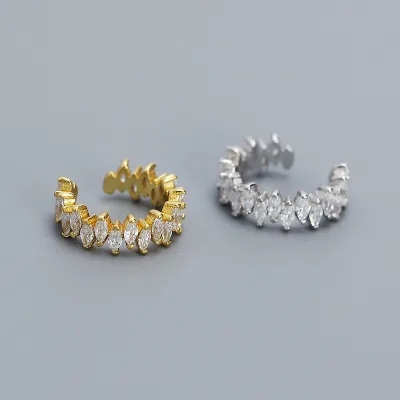 No Piercing Ear Cuff C Shape 925 Sterling Silver Ear Cuff Shining Horse Eye Shape Cubic Zircon Ear Cuff Cartilage Earrings