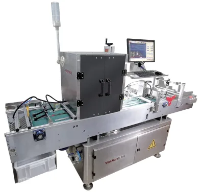 visual inspection machine with paging feeder for food package