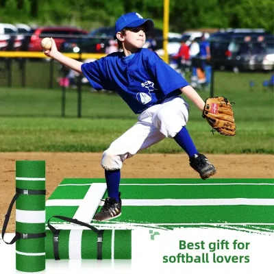 Portable Non-Slip Baseball Softball Training Mat Pitcher Batting Practice Pad with Strike Zone for Indoor Outdoor Drills