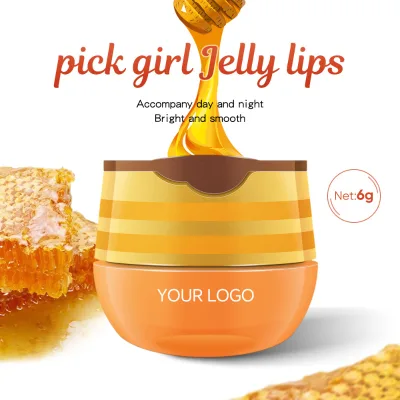 Custom Your Logo Private Label Honey Strawberry Lip Film Reducing Wrinkles Moisturizing Sleeping Lip Mask Jar Lip Balm