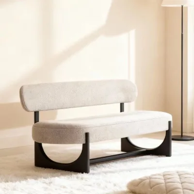 Minimalist Wooden Sofa Bench for Home Living Room Guest Seating with Backrest Casual Chair Entryway Dining Nook Sofa