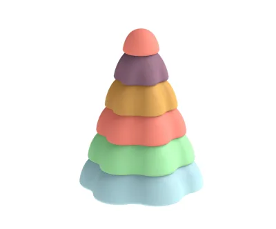 6pcs/set Christmas Tree Series Baby Soft Building Blocks Silicone Block Teether Colored Building Blocks 3D Folding Tower Stack