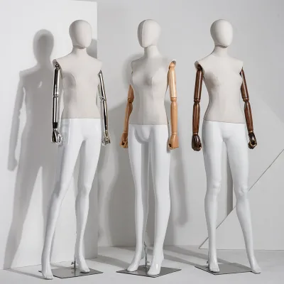Factory Price Bright White Full Body Linen Cloth Adjustable Mannequins to Display Clothes