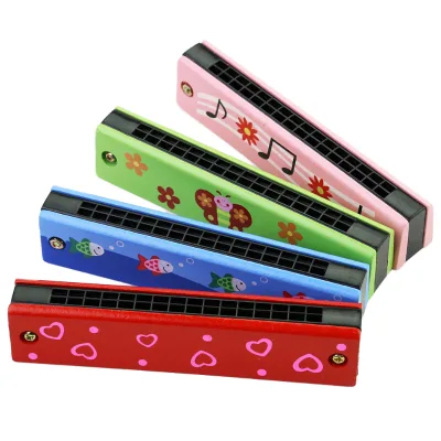 16-Hole Wooden Harmonica Kids' Educational Piano Model Children's Enlightenment Musical Instrument Mouth Organ