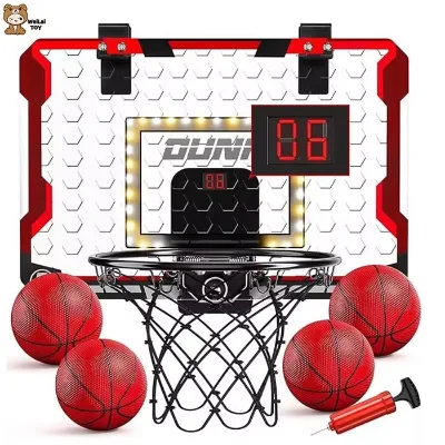 Children's Indoor Home Basketball Shooting Machine Scorable Wall-Mounted Frame with Board Made of Durable Plastic