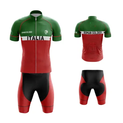 HIRBGOD Italy Roman Two Color Bike Shorts Sets Cycling Jersey and Bib Shorts Active Wear Biker Shorts Set