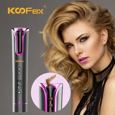 New Arrival Wireless Automatic Ceramic Barrel Mini Curling Iron Portable USB Rechargeable LCD Cordless Magic Ionic Hair Curler//