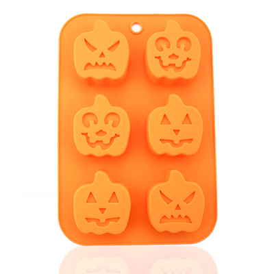 Nonstick 6 Evens 3D Halloween Pumpkin Bakeware Tools Making Bread Tray Biscuit Silicone Cake Mold