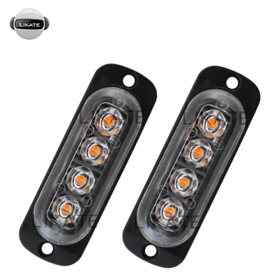 DC 12V-24V Auto LED Strobe Warning Light | 4-LED Truck Side Marker Heavy Duty Truck Side Marker Strobe Light