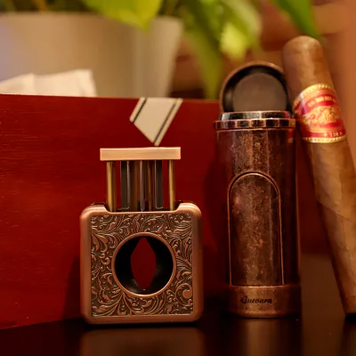 Luxury Portable V Cut Cigar Cutter with Needle and Punch New Classic Design