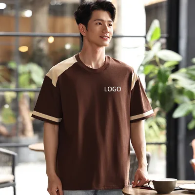 High-quality Color Blocking Short-sleeved Catering Cake Store Waiter Uniform Work Clothes Shirt