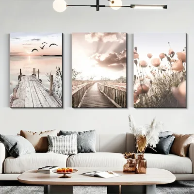 Nordic Modern Scenery Picture Canvas Painting Wall Art Flower Grass Landscape  Print for Home Wall Backdrop Decor