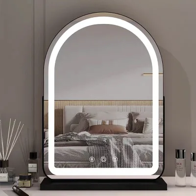 Modern Round Anniversary Makeup Mirror with Metal Frame Tabletop for Cosmetics for Bedroom Bathroom Decorative use Wall Mounted