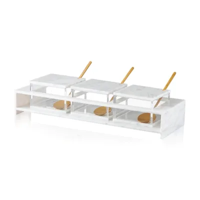 Acrylic Dip Bowl Set 3 Dishes Cover Fruit Salad Food Condiment Box Tray Lucite Dip Dish Bowls with Lid