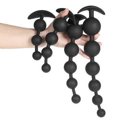Black Soft Silicone Anal Beads Plug Beginner Training Butt Plug Ass Toy Female Anal Plug for Gay