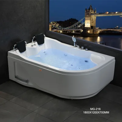 Modern White color Rectangle whirlpool Acrylic Massage bathtub both two person and single are available