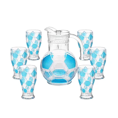 Heat Transfer Decal Printed 7pcs Glass Drinking Juice Set Drinking Glass Pitcher Set