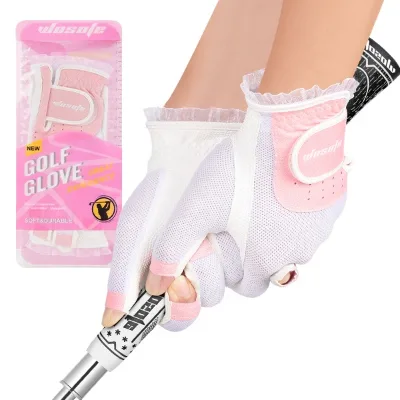 Custom Women Golf Gloves Soft Mesh Half Finger Left Hand and Right Ladies Sport Gloves